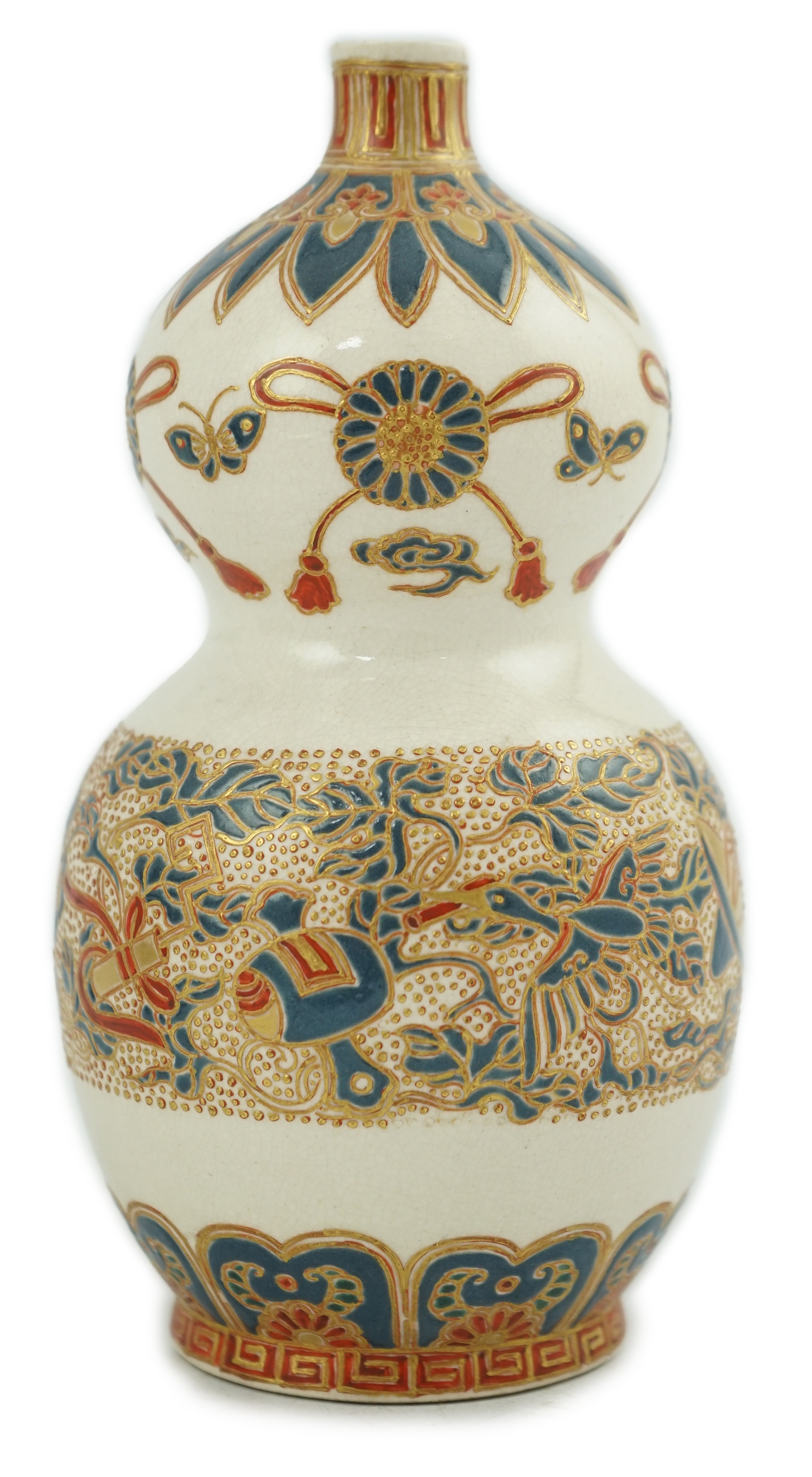 A Japanese Satsuma double gourd-shaped vase, 19th century